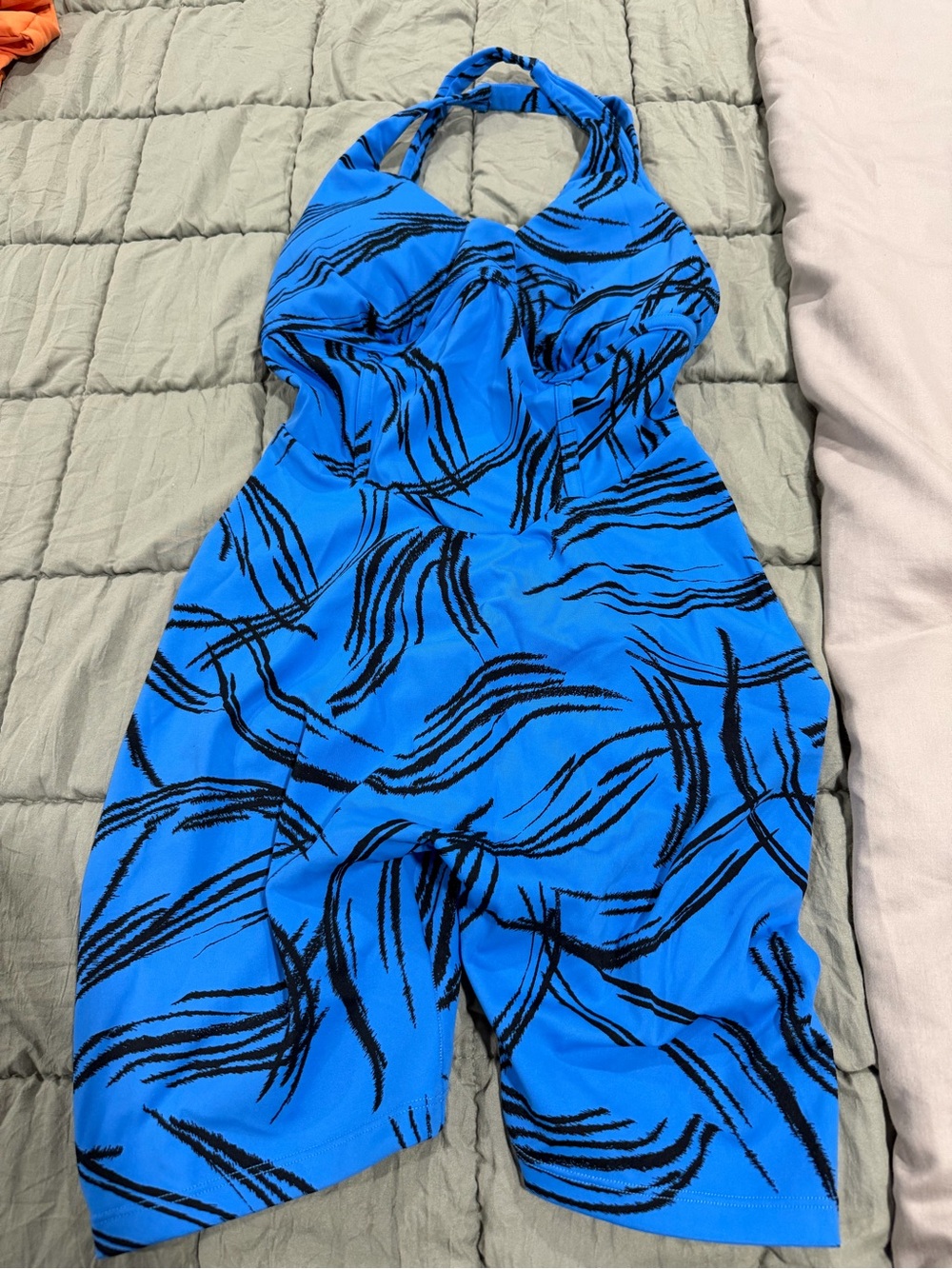 Lici Fit Blue Patterned Short One-Piece